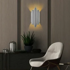 Applique design argent, structure graphique H. 50 cm SFAX