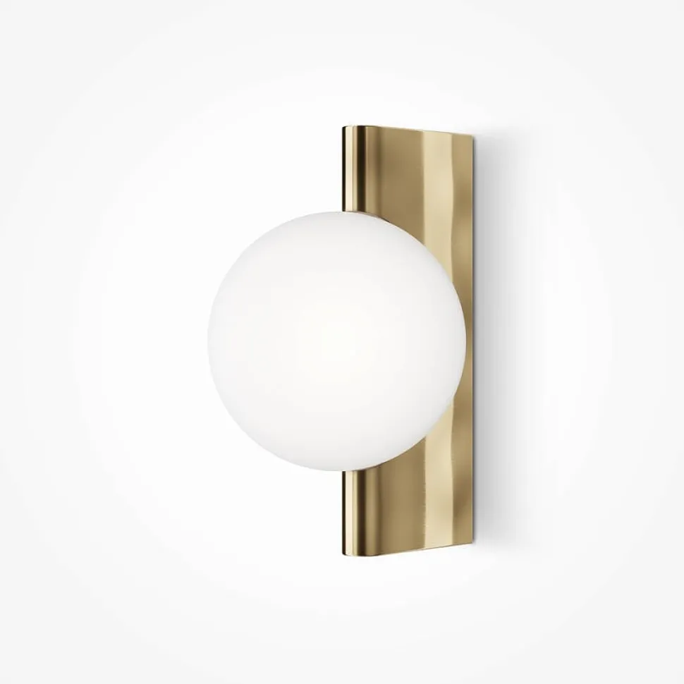 Applique globe en verre sur base verticale dorée MESA