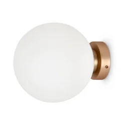 Applique globe verre dépoli - blanc & or, 20 cm DELTONA
