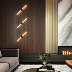 Applique moderne avec LED - tige noire et blanc DELMAR