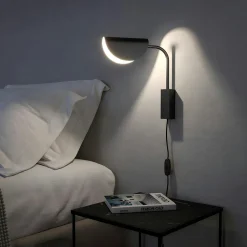 Applique murale chambre  – abat‑jour plié noir LENORE