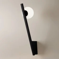 Applique murale design noire – torche & globe verre MESA