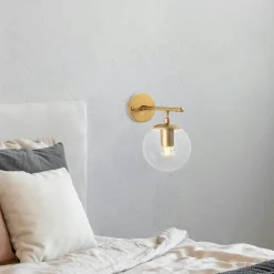 Applique murale moderne dorée, globe verre sur tige SIERRE