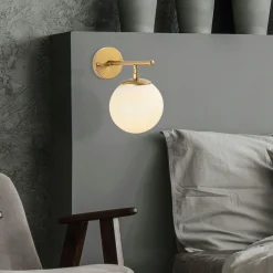 Applique murale moderne dorée, globe verre sur tige SIERRE