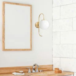 Applique murale moderne dorée, globe blanc tige courbe SIERRE