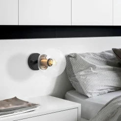 Applique murale moderne, globe blanc socle doré SIERRE