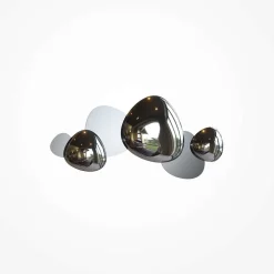 Applique murale moderne, galets argent brillants et mats ELY
