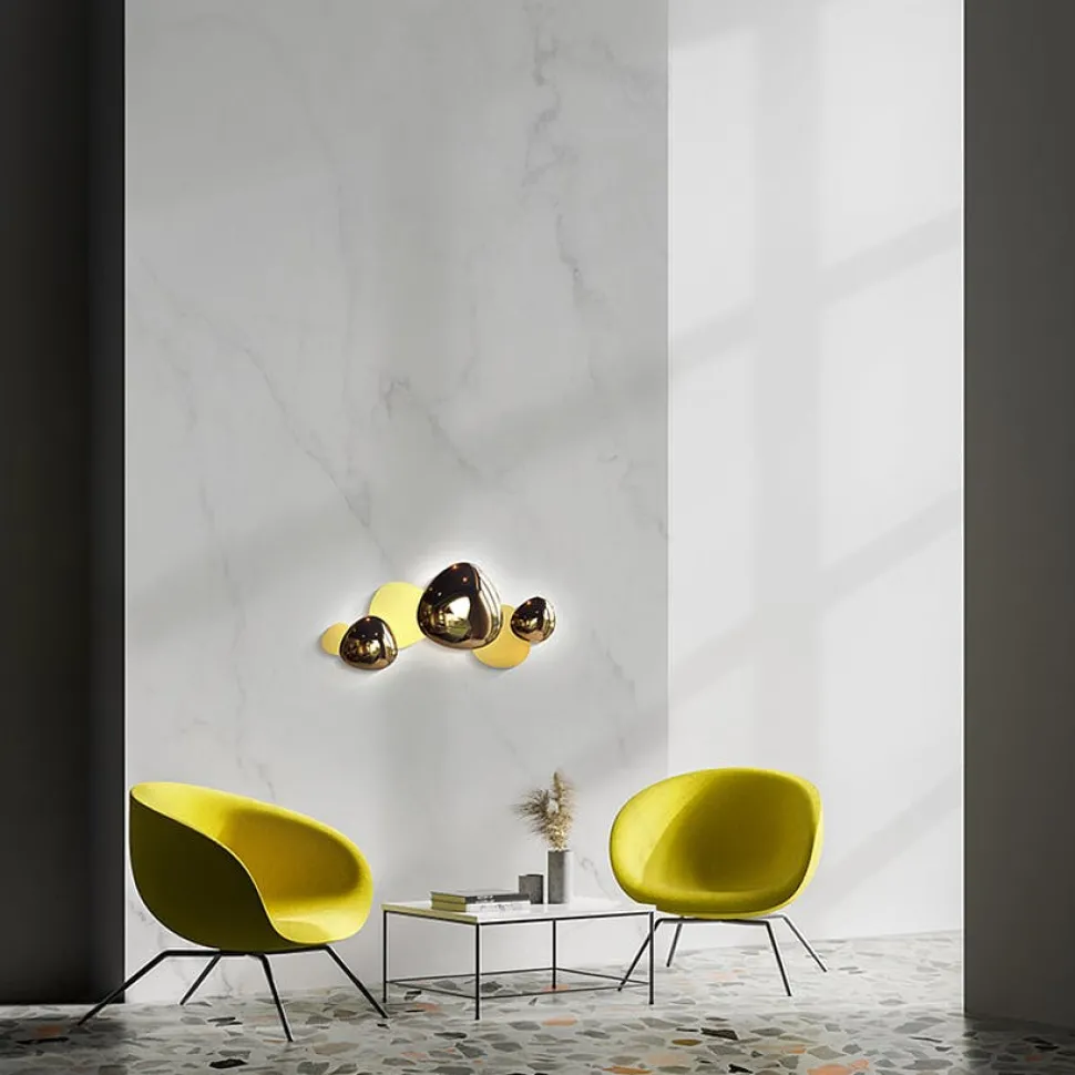 Applique murale moderne, galets argent brillants et mats ELY
