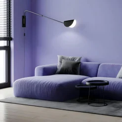 Applique murale noire – abat‑jour plié, bras orientable LENORE