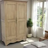 Armoire 2 portes avec penderie hévéa 120X60x195cm TRADITION