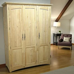 Armoire 3 portes avec penderie hévéa 150x60x200cm TRADITION