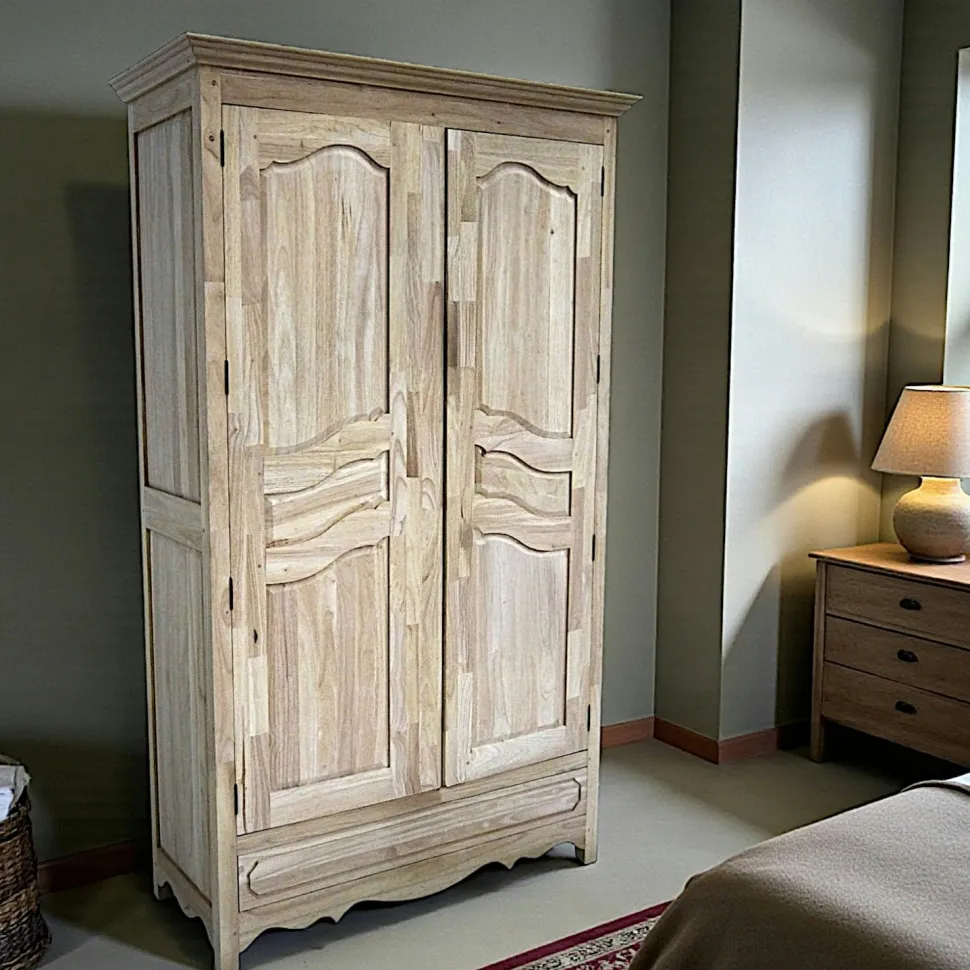 Armoire 2 portes hévéa 120x50x200cm TRADITION