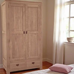 Armoire bois d'hévéa avec penderie HELENA
