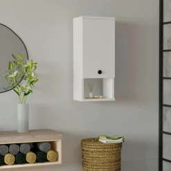 Armoire de toilette effet bois clair, 1 porte 1 niche MARFA