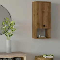 Armoire de toilette effet bois de noyer, 1 porte MARFA