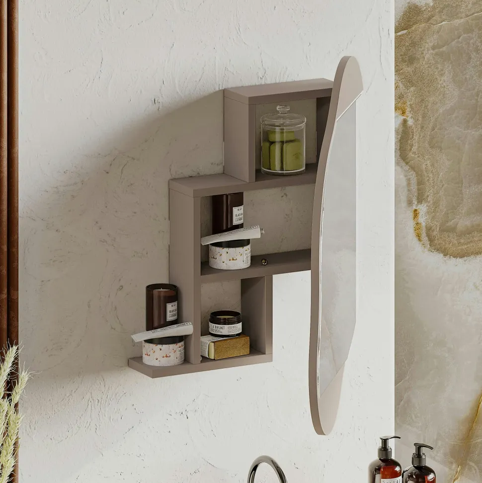 Armoire de toilette organique taupe 1 miroir CODY