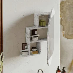Armoire de toilette organique effet marbre 1 miroir CODY