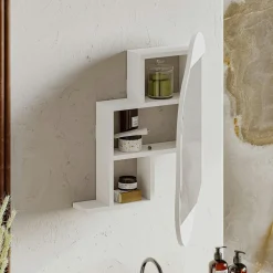 Armoire de toilette organique effet marbre 1 miroir CODY