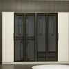 Armoire dressing blanc 4 portes verre H 210 cm BYRON