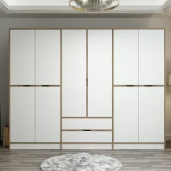 Armoire dressing chambre effet bois & blanc 277 cm BYRON