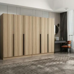 Armoire dressing design effet bois 2 portes verre L 270 cm BYRON