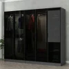 Armoire dressing design gris 5 portes verre H 190 cm BYRON