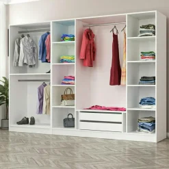 Armoire dressing ouvert blanc 3 portants 190 cm BYRON