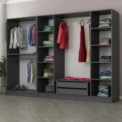 Armoire dressing ouvert blanc 3 portants 190 cm BYRON