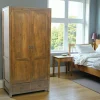 Armoire Hévéa 2 portes, 2 tiroirs, 100x55x195cm HELENA