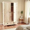 Armoire Hévéa 2 portes, 2 tiroirs 120x56x196cm TESSA