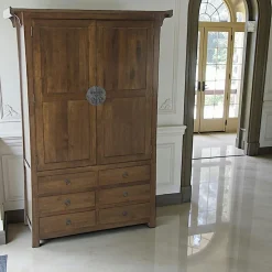 Armoire Hévéa 2 portes, 6 tiroirs 120x45x175cm MAORI