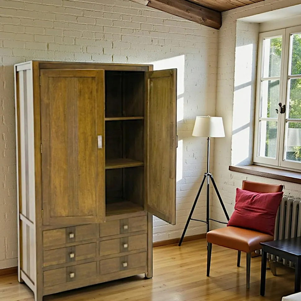 Armoire hévéa 6 tiroirs 100x175cm GALA