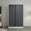 Armoire penderie blanche - portes coulissantes grises BYRON