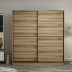 Armoire penderie blanche portes coulissantes L.180 cm BYRON