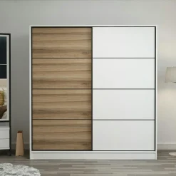 Armoire penderie blanche portes coulissantes L.180 cm BYRON