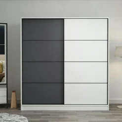 Armoire penderie blanche portes coulissantes L.180 cm BYRON