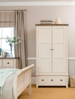 Armoire penderie blanche bois recyclé 107 cm BRISTOL
