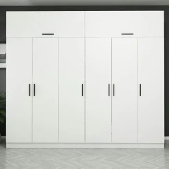 Armoire penderie blanche, 8 portes 3 portants BYRON