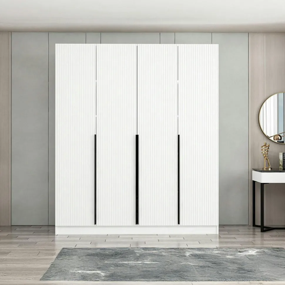 Armoire penderie design, 2 portes vitrées H210 cm BYRON
