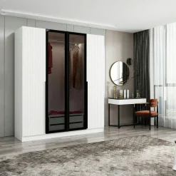 Armoire penderie design, 2 portes vitrées H210 cm BYRON