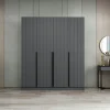 Armoire penderie design gris rainuré H 210 cm BYRON