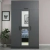 Armoire penderie grise 4 portes et 2 miroirs BYRON