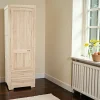Armoire Penderie Hévéa 1 porte, 2 tiroirs 65x58x195cm NIAGARA