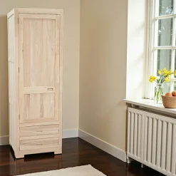 Armoire Penderie Hévéa 1 porte, 2 tiroirs 65x58x195cm NIAGARA