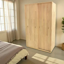 Armoire Penderie Hévéa 2 portes coulissantes 120x60x195cm BALTIC