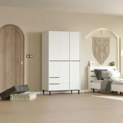 Armoire penderie moderne effet bois - 3 portes BYRON