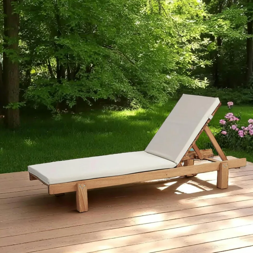 Bain de soleil en bois avec coussin TALIFA