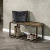 Banc à chaussures effet bois et métal cuivré HELSINKI
