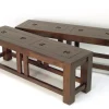Banc 125 cm en bois massif hévéa (lot de 2) TESSA