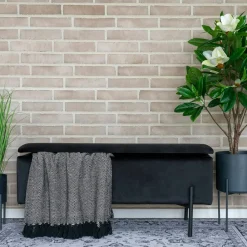 Banc avec rangement en velours noir BRUGES